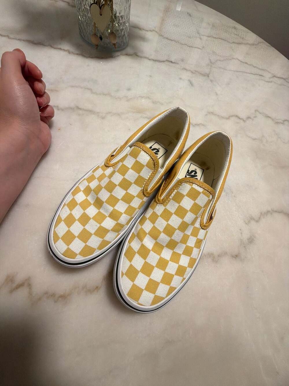 Vans Classic Slip-On Checkerboard Yellow/White Women's Size 6.5 - Picture 4 of 6